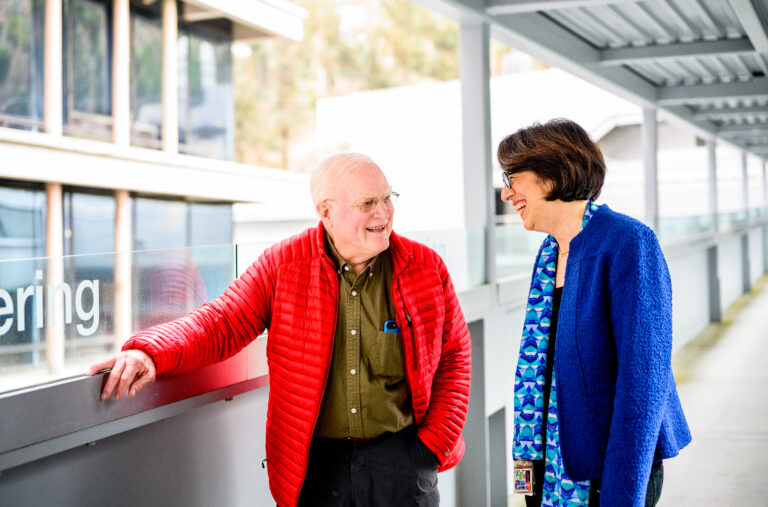 Tippi Mackenzie and Dr. Michael Harrison speak at the Eli and Edythe Broad Center of Regeneration Medicine and Stem Cell Research on Monday, Oct. 31, 2022.